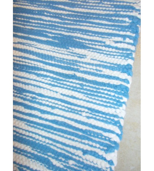 Pamut rongyszőnyeg kék, nyers 70 x 200 cm