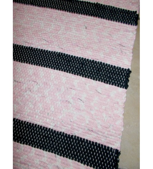 Pamut rongyszőnyeg rózsaszín, nyers, fekete 155 x 195 cm