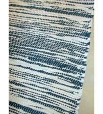 Pamut rongyszőnyeg kék, fehér, nyers 80 x 80 cm