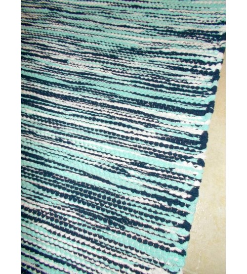 Pamut rongyszőnyeg kék, fehér 75 x 200 cm
