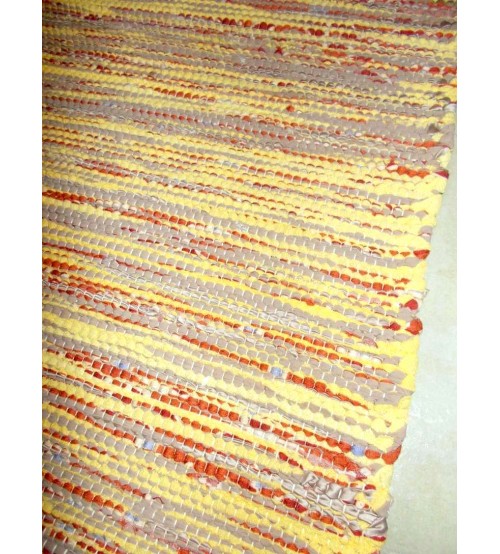 Pamut rongyszőnyeg sárga, barna, piros 60 x 80 cm