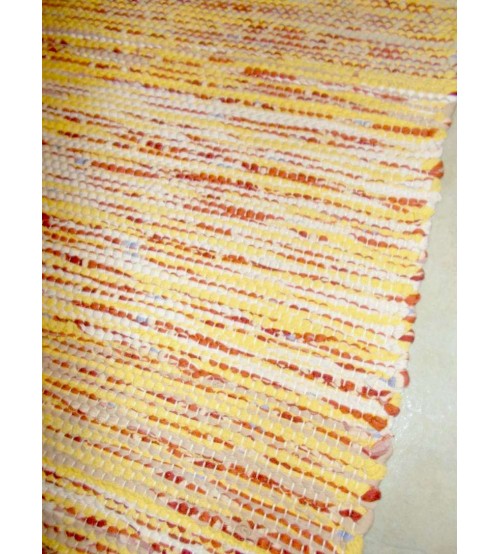 Pamut rongyszőnyeg sárga, barna, piros 60 x 90 cm