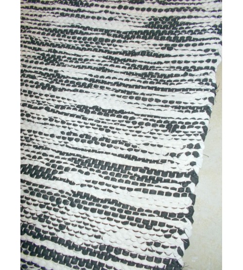 Vászon rongyszőnyeg fekete, fehér 75 x 155 cm