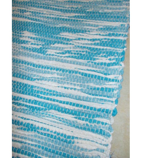 Vászon rongyszőnyeg kék, fehér 70 x 200 cm