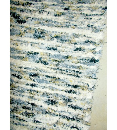 Bolyhos rongyszőnyeg kék, nyers, fekete, sárga 75 x 100 cm