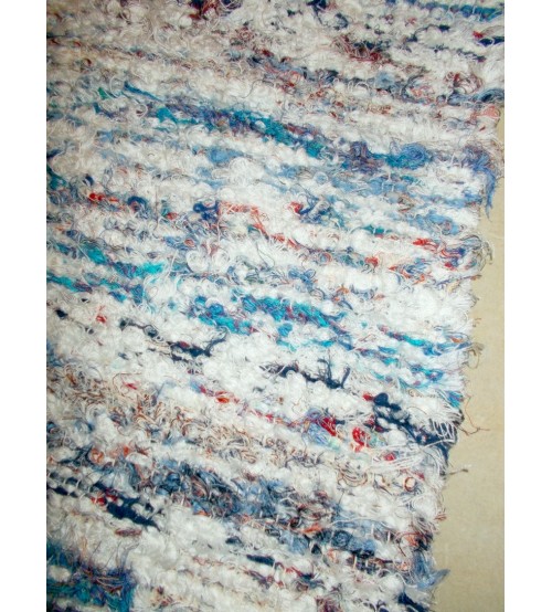 Bolyhos rongyszőnyeg kék, piros, fehér 75 x 200 cm