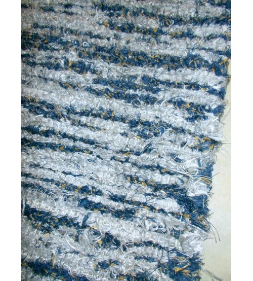 Bolyhos rongyszőnyeg kék, szürke, sárga 75 x 200 cm