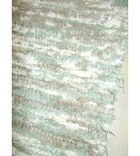 Bolyhos rongyszőnyeg zöld, barna, nyers 75 x 295 cm