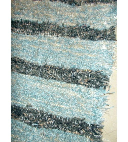 Bolyhos rongyszőnyeg kék, szürke 85 x 155 cm