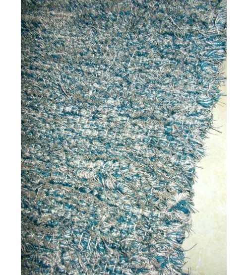 Bolyhos rongyszőnyeg kék, szürke 75 x 200 cm