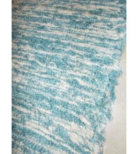 Bolyhos rongyszőnyeg kék, nyers 80 x 80 cm