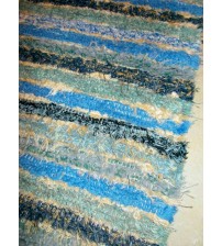 Bolyhos rongyszőnyeg kék, barna 75 x 90 cm