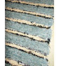 Bolyhos rongyszőnyeg kék, barna, fekete 70 x 100 cm