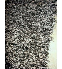 Bolyhos rongyszőnyeg fekete, fehér 75 x 150 cm