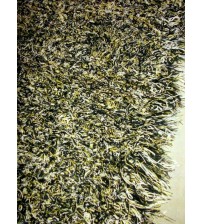 Bolyhos rongyszőnyeg fekete, sárga, fehér 75 x 200 cm