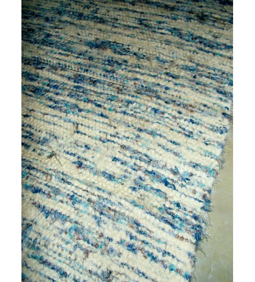 Bolyhos rongyszőnyeg nyers, kék 70 x 140 cm