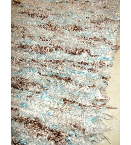 Bolyhos rongyszőnyeg szürke, kék, barna 75 x 150 cm