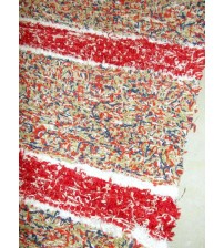 Bolyhos rongyszőnyeg piros, fehér, kék 75 x 150 cm