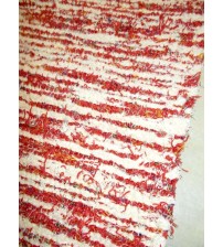 Bolyhos rongyszőnyeg piros, nyers 75 x 200 cm